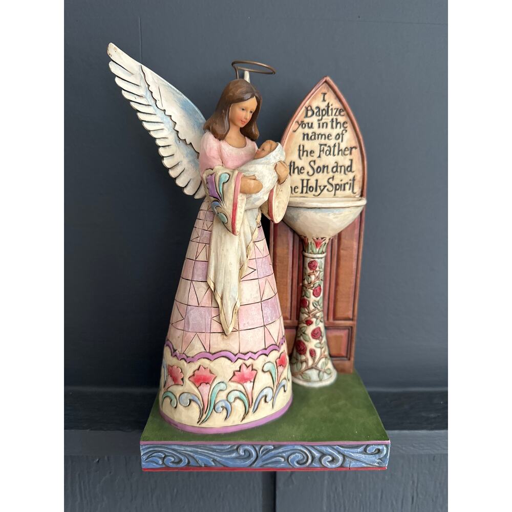 Jim Shore Baptized in his name Figurine Angel Holding Baby Collectors Item